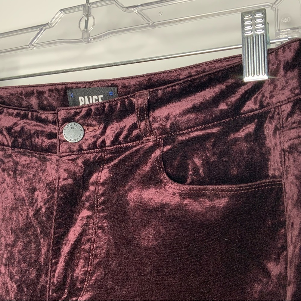 PAIGE burgundy velvet jeans. - Picture 4 of 9